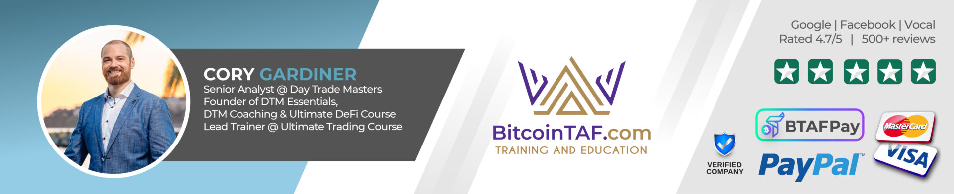 Cory Gardiner, Day Trade Masters Analyst at BitcoinTAF.com
