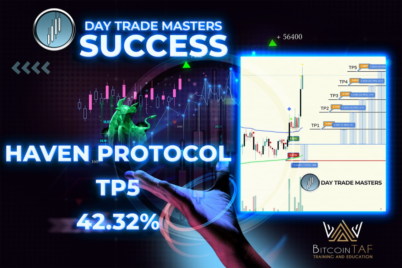 A Day Trade Masters Trading Setup showing a Take Profit point for HAVEN PROTOCOL coin.